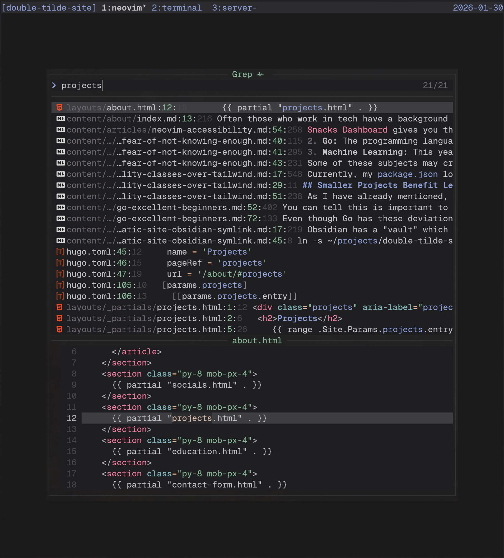 Snacks Picker grep example